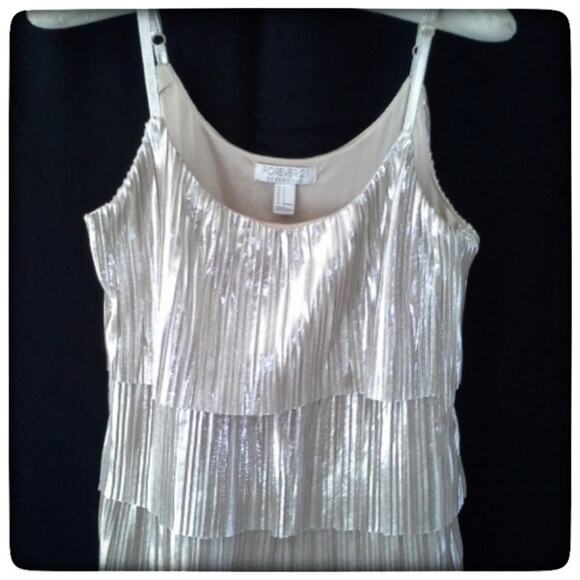 Metallic Champagne Colored Tank Top Size S Special Event Shimmer Dressy Retro - Picture 1 of 7